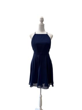 Lulus | Letter of Love Navy Blue Backless Skater Dress size large